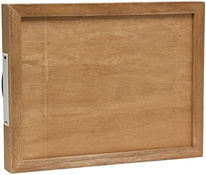 Elegant Designs HG2032-NBU Salento Farmhouse Rectangle Decorative LED Light Up Wooden Serving Tray w Black Metal Handles & Bottoms Up in Black for Décor, Centerpiece, Breakfast, Coffee,Bar, Natural