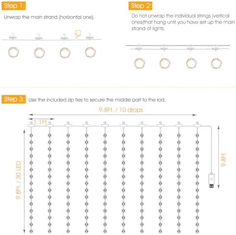 Minetom Halloween Curtain Lights, 300 LEDs Twinkle Fairy Lights, 8 Modes