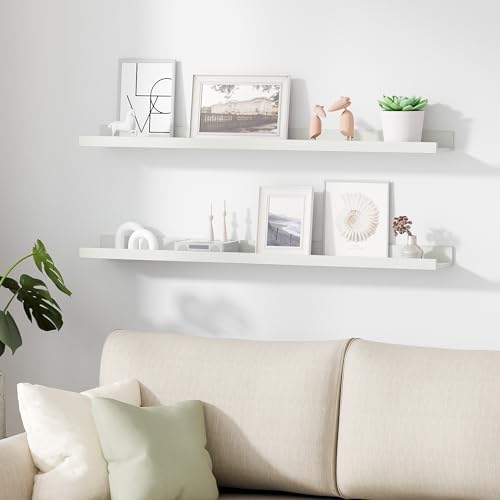 upsimples Floating Shelves for Wall Decor and Storage, White, 6Pcs 35.5''