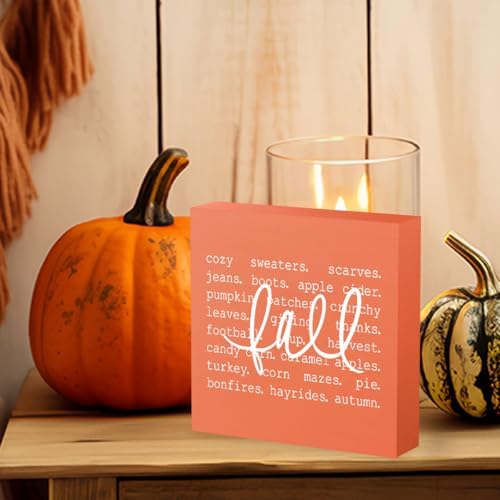 Fall Decor, Fall Decorations for Home Office, Fall Sign, Autumn Pumpkin Sweaters Decorations, Fall Themed Sign, Autumn Desk Shelf Decor 5 X 5 Inch