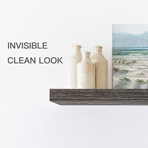 QEEIG Floating Shelves for Wall Small Shelf (Grey, Set of 4, 15.7" x 6.7")