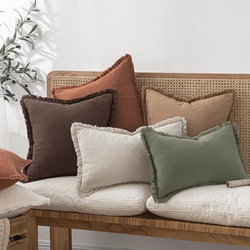 MIULEE Linen Decorative Fall Euro Throw Pillow Covers Dark Brown 26x26