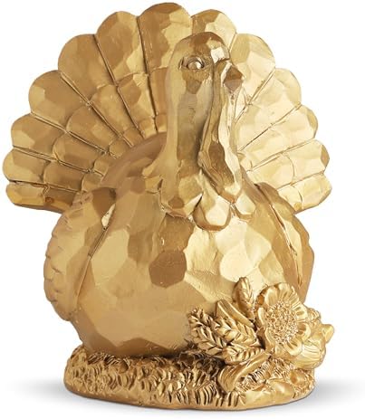 Thanksgiving Turkey Decor Gold Turkey Figurine Fall Harvest Tabletop