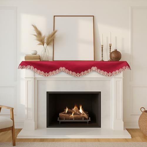 Decozen Mantel Scarf for Fireplace, Mantle Runner Cover Christmas Holiday Fireplace Decor Mantel Decoration Housewarming Gift