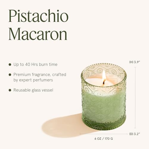 LA JOLIE MUSE Pistachio Macaron Scented Candles for Home, Soy Wax, 40 Hrs