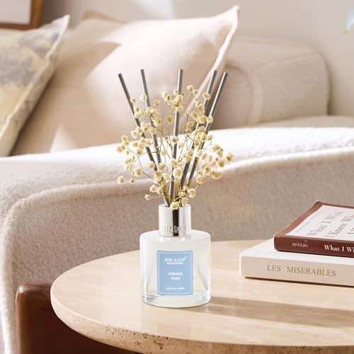 Airkeep Reed Diffuser Set,3.38 fl oz (100 ml) - Freesia Pear Oil Diffusers with 8 Reed Sticks, Home Fragrance Reed