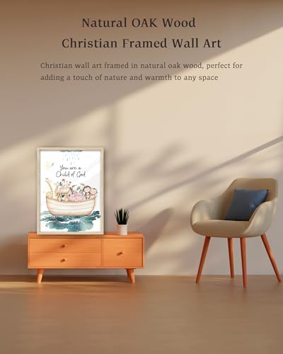 KensTro 12x16 Oak Framed Noah's Ark Child of God Wall Art
