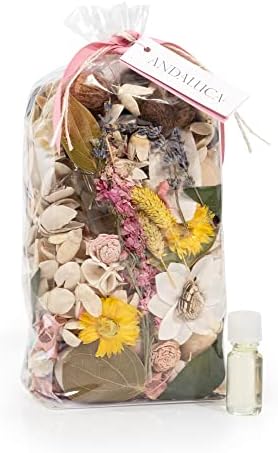 ANDALUCA Secrets of Spring Scented Potpourri | Made in California | Large 20 oz Bag + Fragrance Vial | Notes of Citron, Jasmine and Soft Woods | Floral Spring Home Fragrance
