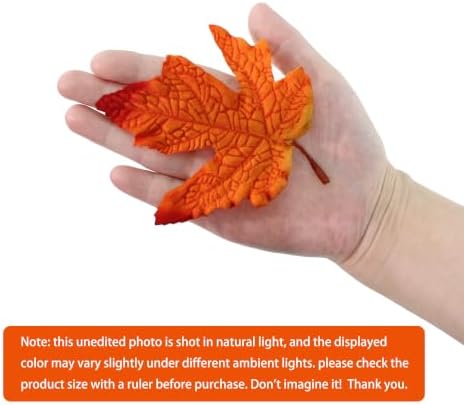 100 Pcs Artificial Maple Leaves Bulk (Small-Leaf Orange Yellow)