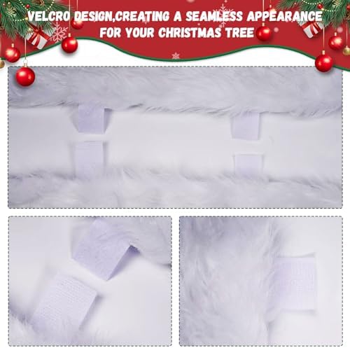 Christmas Tree Skirt White, 48 Inch Soft Faux Fur Xmas Tree Skirts, Large Luxury Velvet Plush Christmas Trees Decoration, White Ornaments for Christmas Holiday Party Indoor Party Home Decor