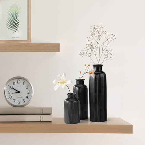 Small Ceramic Vase / Black / Set of 3