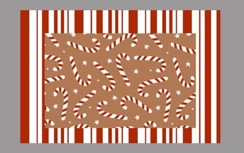 Tinideya 2 Pcs Christmas Layered Doormat Set, Candy Cane
