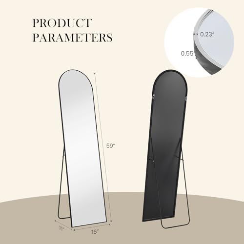 Arched Full Length Floor Mirror, 15.75"x59" Body Wall Mirror Stand