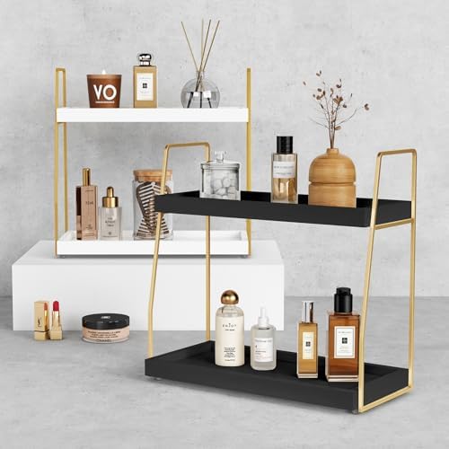 2 Tier Counter Organizer / Black-gold