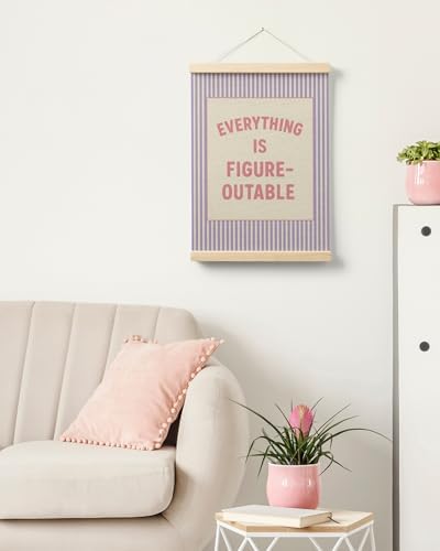 FGFK Everything Is Figureoutable Positive Affirmations Wall Art Poster Hanger Frame, Preppy Pink and Purple