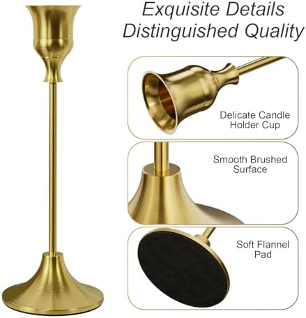 NLBTW 24 Pcs Brass Gold Candle Holder Bulks for Wedding Party Decor