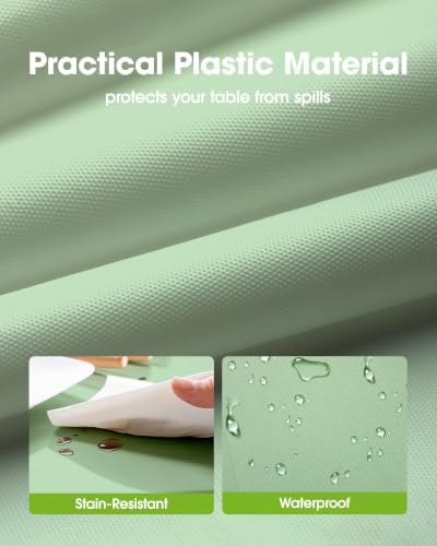 Pureegg Plastic Table Cloth Disposable 84 Inch Round 10 Pack, Sage Green
