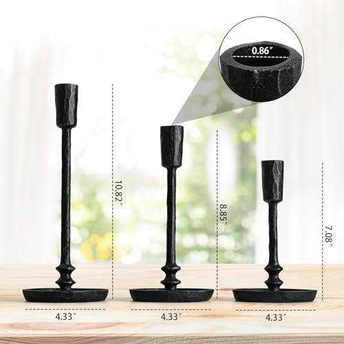 Rustic Cast Iron Taper Candle Holder - Set of 3 Vintage Candle Stands
