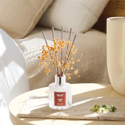 Airkeep Reed Diffuser Set,3.38 fl oz (100 ml) - Flower Shop Oil Diffusers with 8 Reed Sticks, Home Fragrance Reed