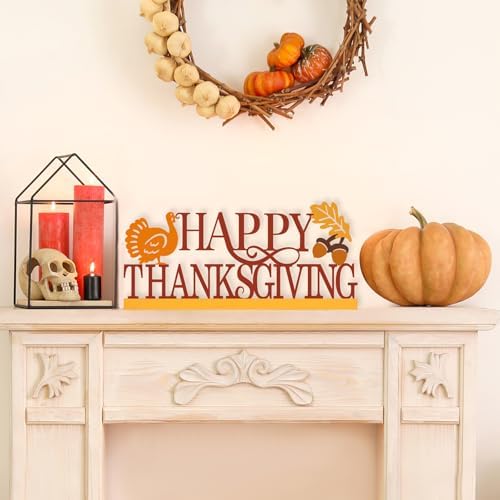 Metal Happy Thanksgiving Sign Decorations for Home Party Shelf Mantel