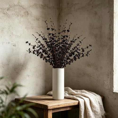 12Pcs Artificial Jasmine Flowers,21.6" Fake Branches for Home Valentine St. Patrick Independence Halloween Fall Christmas Party Decor,Black
