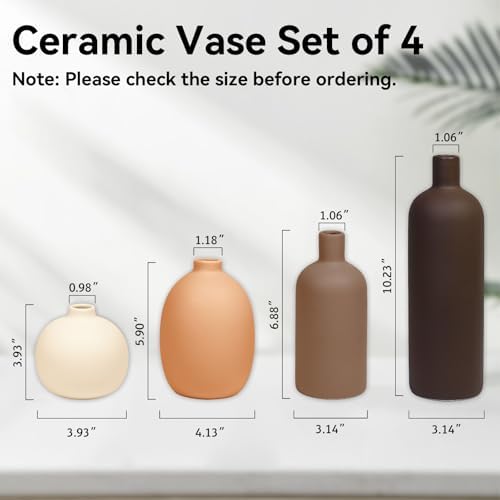 Ceramic Vase / Decorative Neutral Modern Flower Vases / Set of 4