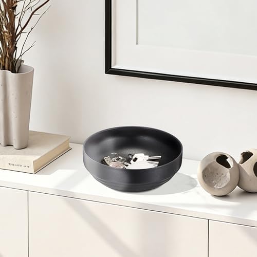 Key Holder Bowl for Entryway Table Round Catchall Bowl for Coin Fruit Holder / 7.4 Inches / Black