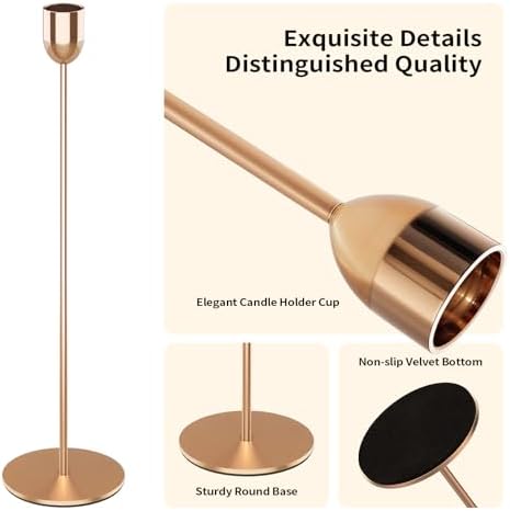 ChefBee 3PCS Gold Tall Taper & Pillar Candle Candlestick Holder