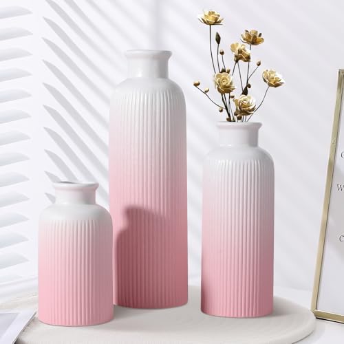 Small Ceramic Vase / Gradient Pink / Set of 3