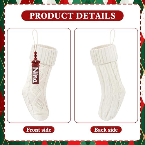 Christmas Stockings 18 Inches,Long Knitted Stocking with Name Tags