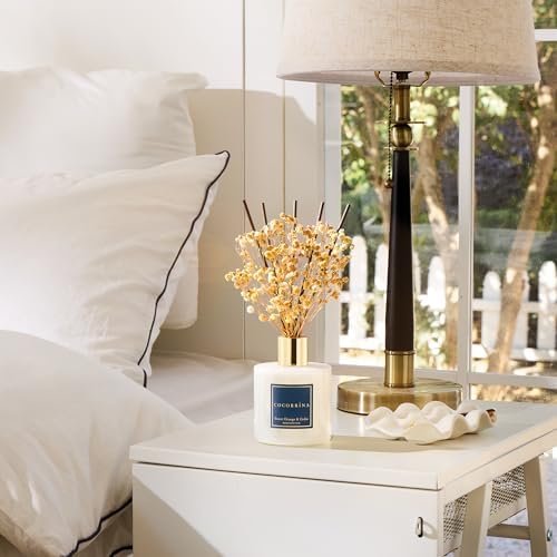 COCORRÍNA Reed Diffuser - Sweet Orange & Cedar 6.7 Fl.oz Reed Diffuser Set with Sticks & Preserved Baby's Breath, Reed