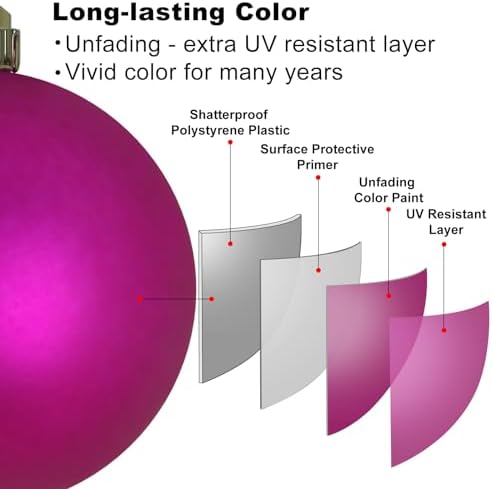 Fuchsia 3.2" Large Christmas Balls - Christmas Tree Decoration Ornaments Shatterproof Hanging Balls for Birthday Halloween Holiday Wedding Decorations Set of 10pcs