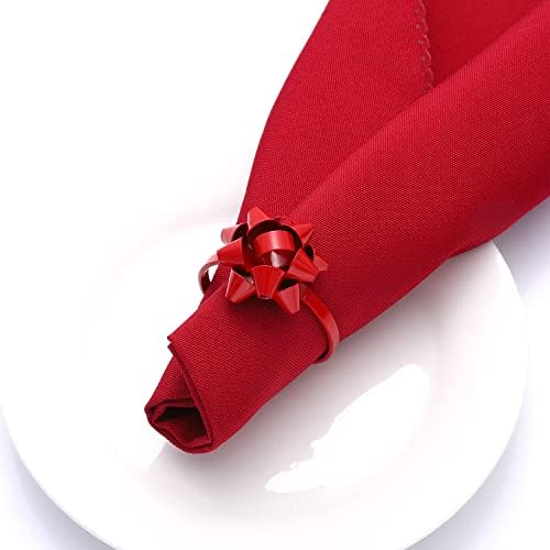 12PCS Christmas Napkin Rings Set for Table Settings, Festive Gift Bow Napkin Holder Rings for Christmas Thanksgiving New Year Party Dinner Table Decoration (12PCS Gold+Red+Green)