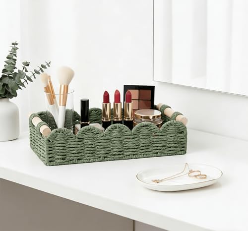 CubesLand Toilet Paper Storage Basket Organizer, Small Wicker Decor Basket
