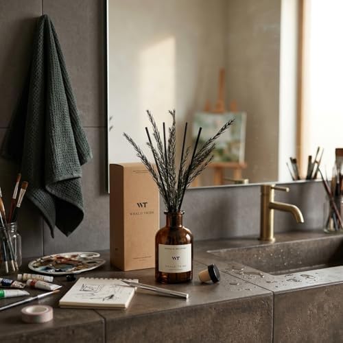 WEALD TRIBE Reed Diffuser Set for Bathroom Air Fresheners, Oil Diffuser Sticks | French Black Juniper & Cedar Scent 4.0