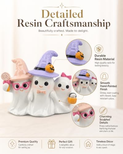 iStatue Halloween Decoration Indoor Ghost Figurine (White Ghost Trio)