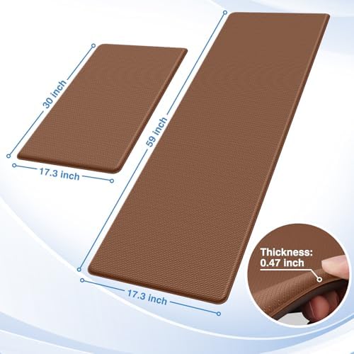 StepRite Kitchen Mats for Floor, 2-Pack Anti-Fatigue Rugs, Terracotta Brown