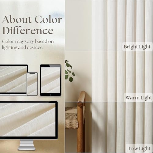 TWODRAPES Natural Pinch Pleated Linen Curtain Panels 96 Inches Long 70 Wide