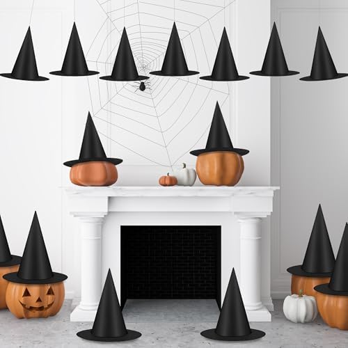 Luces 24 PCS Witches Hats Halloween Decor, Thick Hanging Witch Front Porch