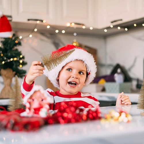 8pcs Mini Christmas Tree, Artificial Bottle Brush Trees with Wood Base, Tabletop Miniature XmasTrees with 4 Small Christmas Wreath, Fake Xmas Tree Ornament, White Christmas Tree for Christmas Décor