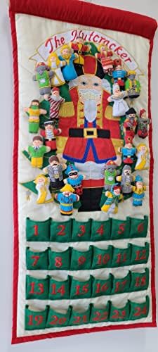 Nutcracker Advent Calendar by Pockets of Learning | Interactive Christmas Holiday Décor | Embroidered Seasonal Soft Fabric Cloth Wall Hanging Countdown Decor