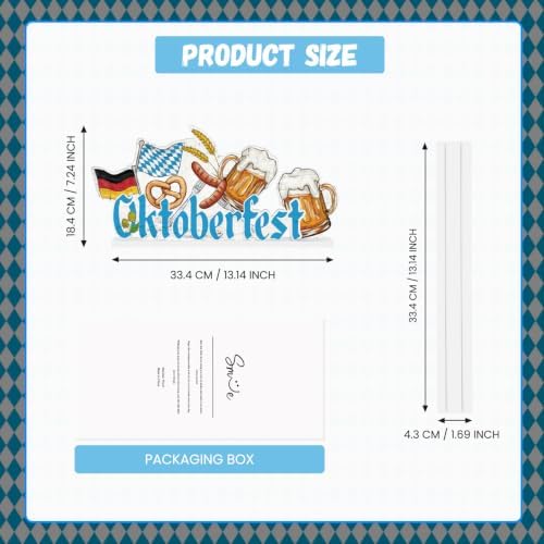 Smile Oktoberfest Wooden Standing Decor, German Flag Pretzel Beer Mug Tiered Tray Tabletop Signs with Stands for Home Bar Party Decor
