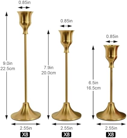 NLBTW 24 Pcs Brass Gold Candle Holder Bulks for Wedding Party Decor