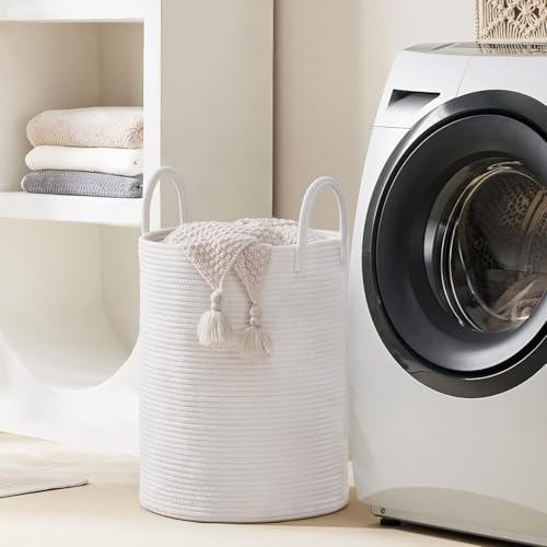 Woven Rope Laundry Hamper Basket by YOUDENOVA, 72L Tall Luandry Basket, Baby Nursery Hamper for Blanket Storage in