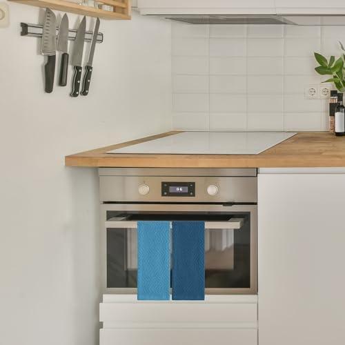 DecorRack 100% Cotton Kitchen Towels 15x25 in, Blue Set (Pack of 4)
