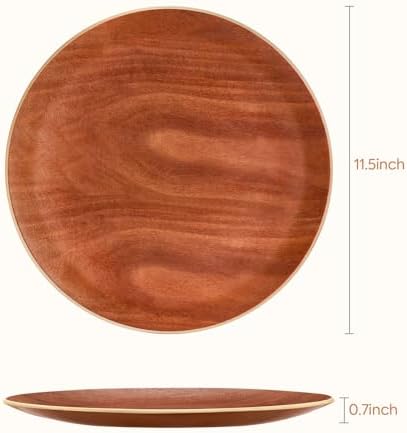 Yangbaga Acacia Wood Serving Tray: Round Decorative Tray for Home Decor