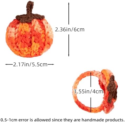 Set of 4 Pumpkin Napkin Rings, Fall Napkin Rings Thanksgiving Halloween Napkin Ring Holder, Handcrafted Crochet Napkin Holders for Thanksgiving Dinner Table Décor (4, Gradient)