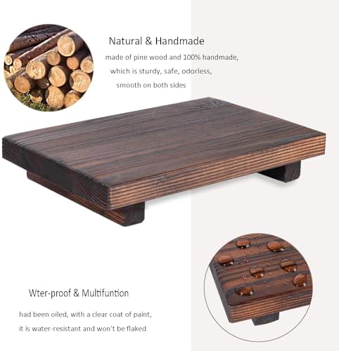 Bathroom Counter Organizer Wood Pedestal Stand Farmhouse Decorative Tray / Dark Brown / 9 x 6 x 1.6