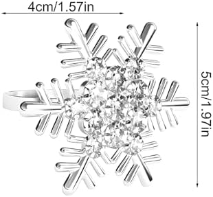 Christmas Silver Napkin Rings Set of 6, Metal Winter Snowflake Napkin Holders Wedding Dinner Home Table Decors Winter Decorations Christmas Decors
