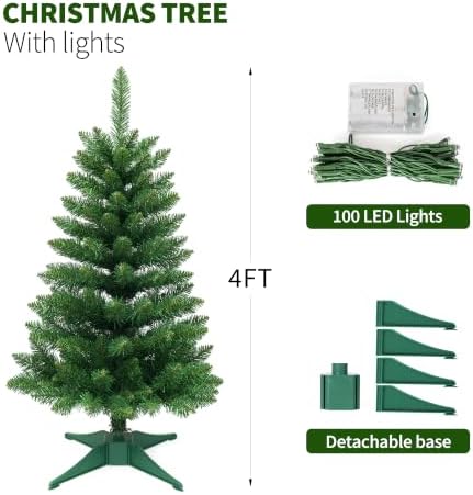 4FT Artificial Small Christmas Tree Mini Tabletop Decor Green
